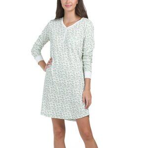 POPPY & CLAY Green Organic Cotton Floral Sweet Pointelle Sleepshirt